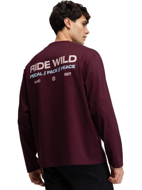 T-shirt cyclisme gravel coton manches longues homme cyclisme homme rutted burgun - Kiabi T-shirt cyclisme gravel coton manches longues homme cyclisme homme rutted burgun - Kiabi