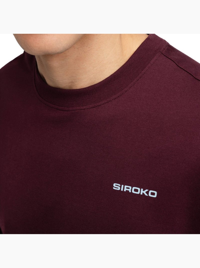 T-shirt cyclisme gravel coton manches longues homme cyclisme homme rutted burgun Rouge - Kiabi