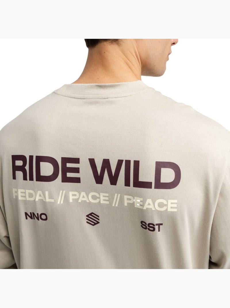 T-shirt cyclisme gravel coton manches longues homme cyclisme homme rutted Vert - Kiabi
