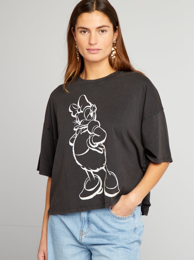 T-shirt 'Daisy' manches courtes Noir - Kiabi