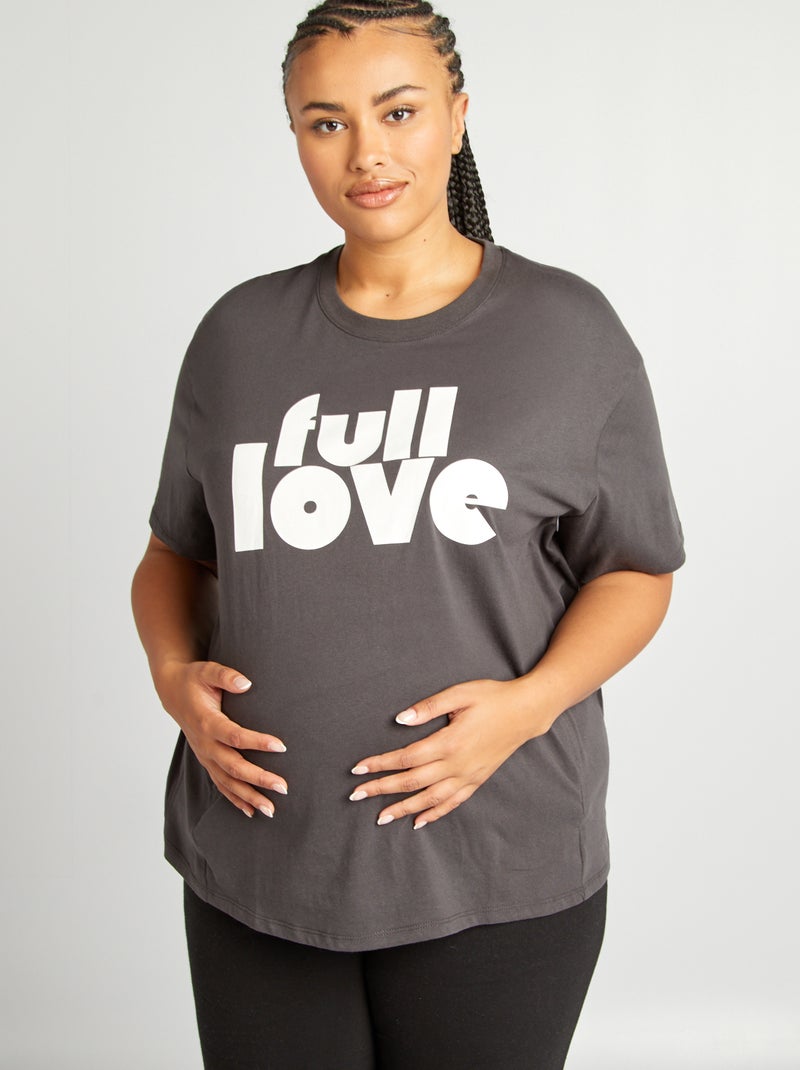 T-shirt d'allaitement à col rond Anthracite - Kiabi