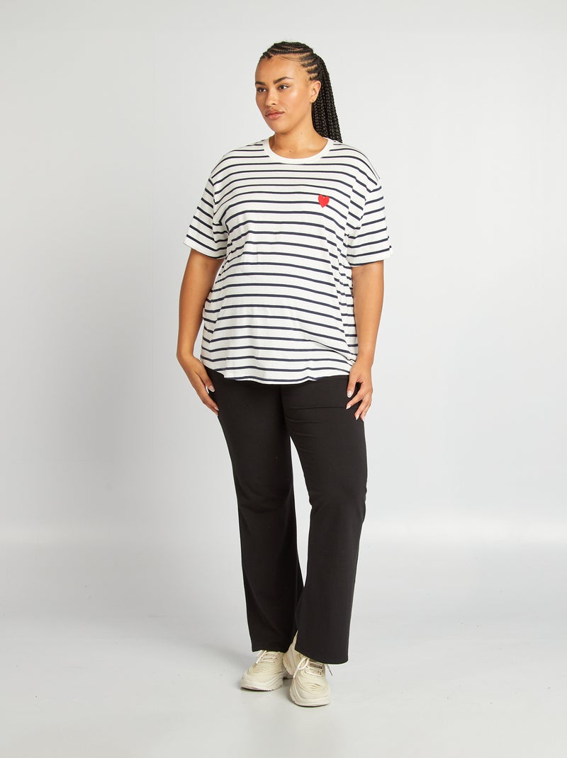 T-shirt d'allaitement à col rond Blanc/marine - Kiabi