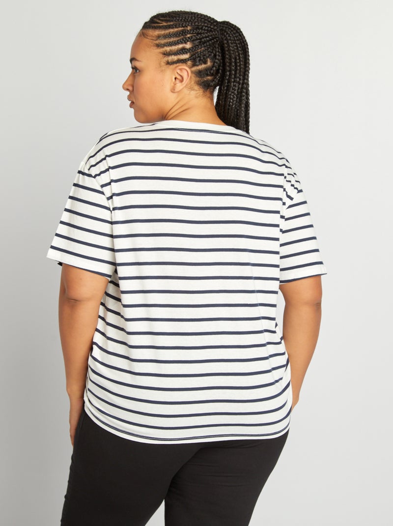 T-shirt d'allaitement à col rond Blanc/marine - Kiabi