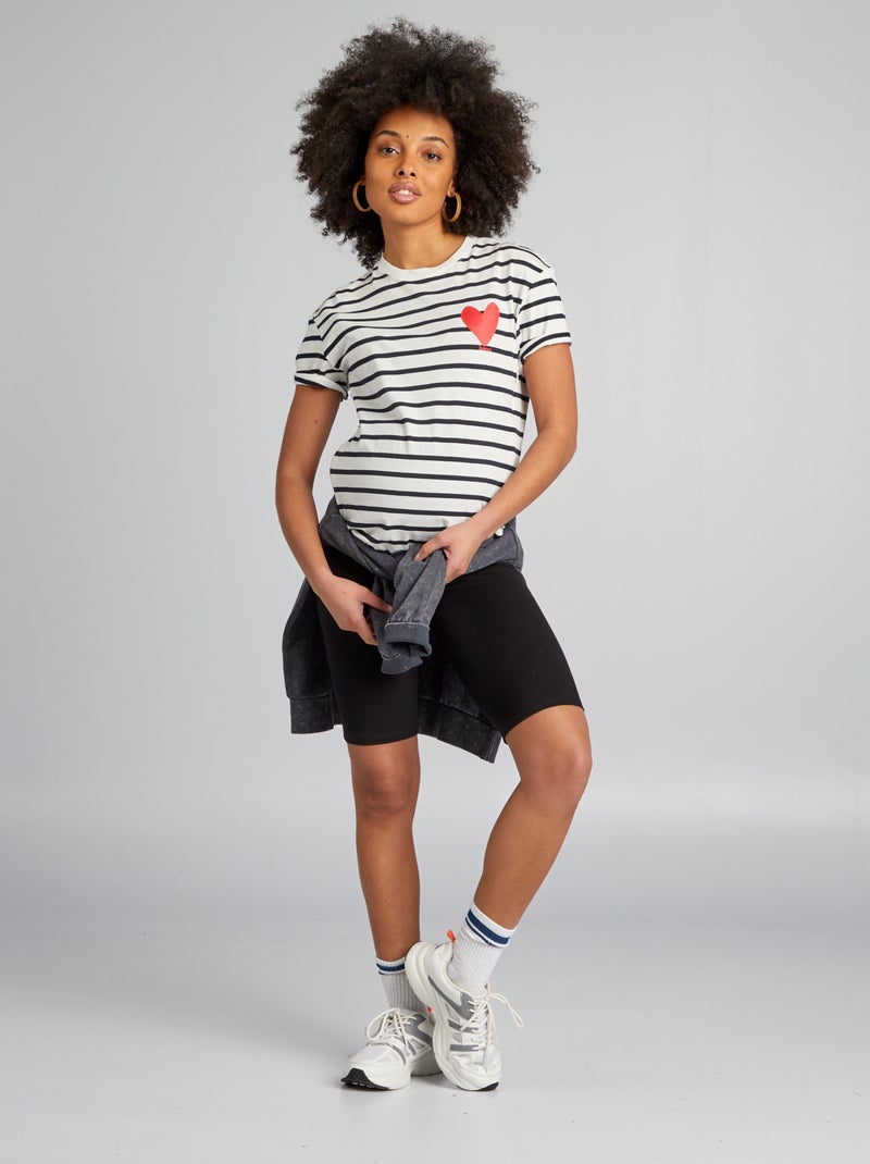 T-shirt d'allaitement à col rond Marinière - Kiabi