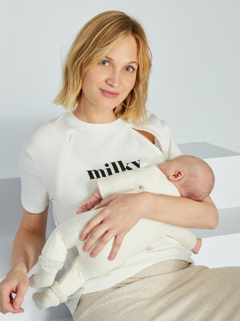 T-shirt d'allaitement à ouvertures Blanc - Kiabi
