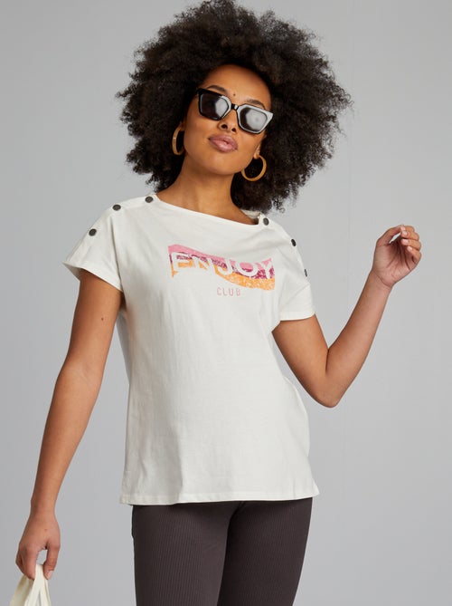T-shirt d'allaitement avec col boutonné - Kiabi