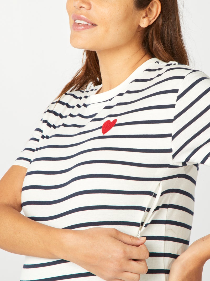 T-shirt d'allaitement avec imprimé Blanc/noir - Kiabi