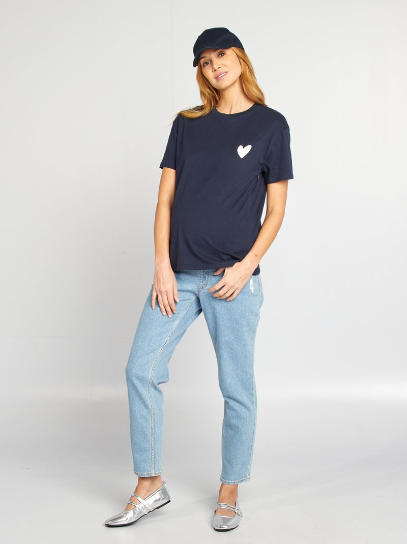 T-shirt d'allaitement avec imprimé Bleu marine - Kiabi