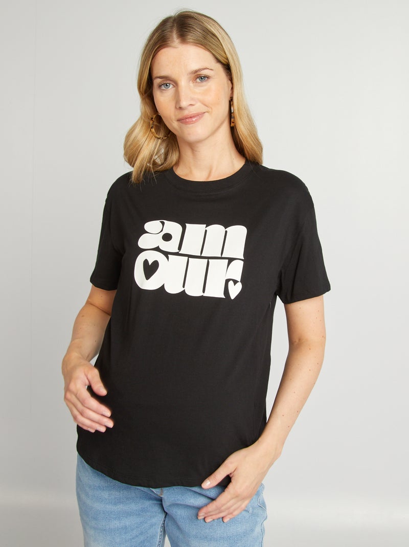 T-shirt d'allaitement avec imprimé Gris foncé - Kiabi