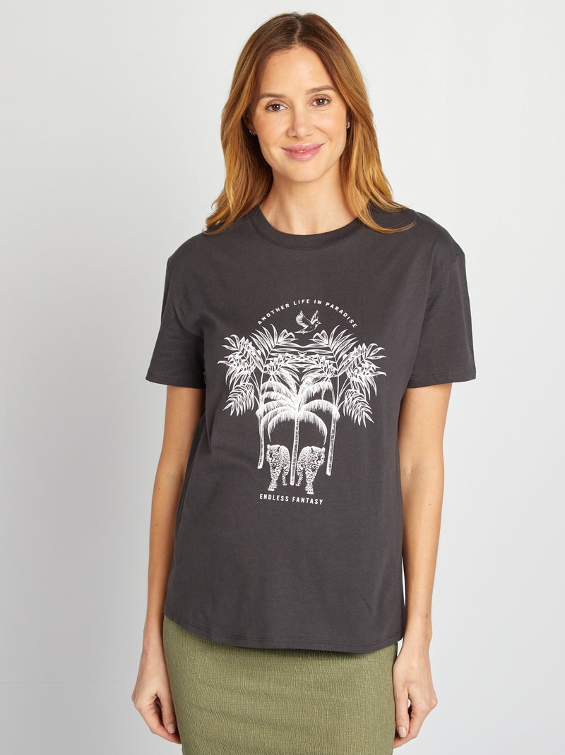 T-shirt d'allaitement avec imprimé NOIR - Kiabi