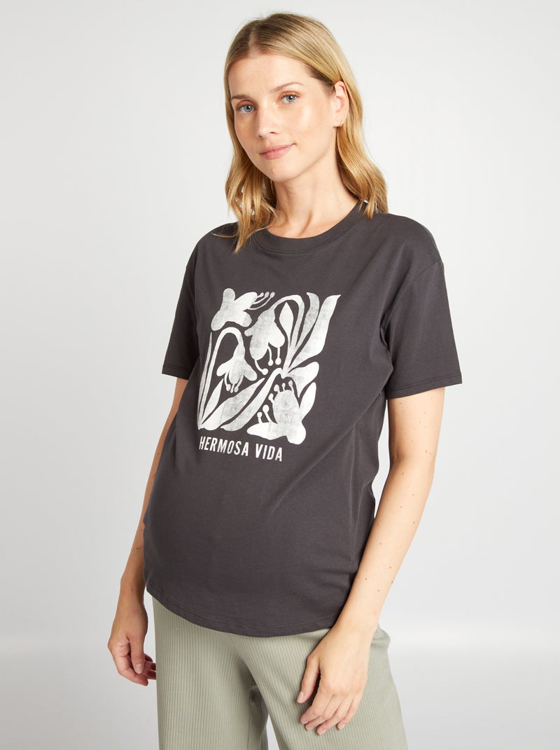 T-shirt d'allaitement avec imprimé Noir - Kiabi