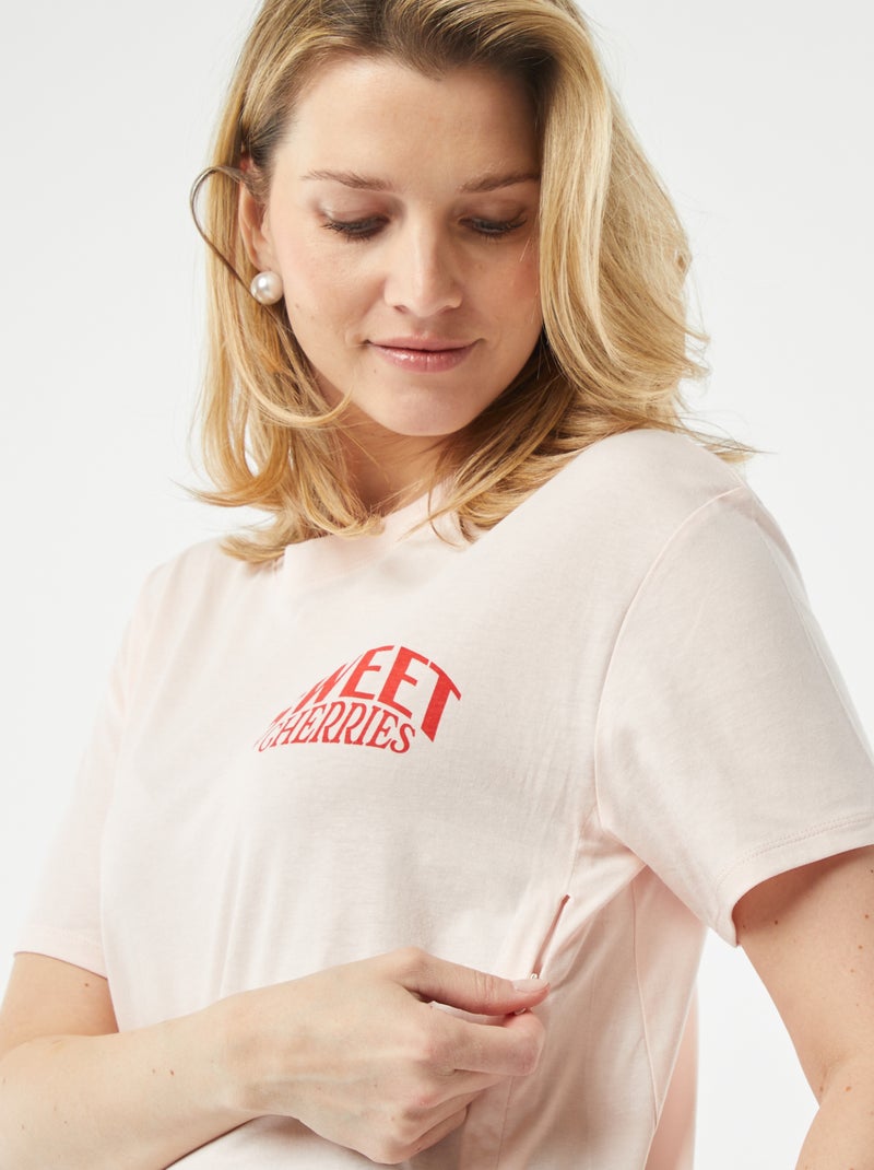 T-shirt d'allaitement avec imprimé Rose - Kiabi
