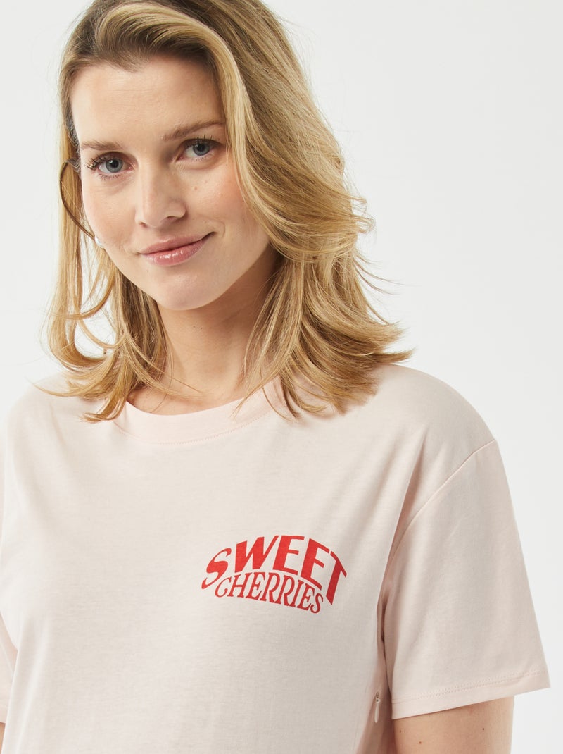 T-shirt d'allaitement avec imprimé Rose - Kiabi