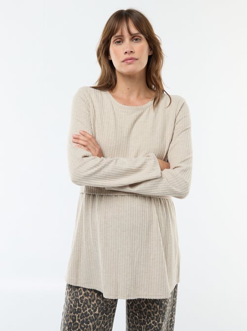 T-shirt d'allaitement côtelé - Kiabi