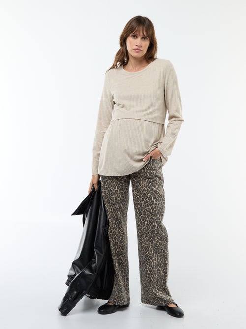 T-shirt d'allaitement côtelé - Kiabi