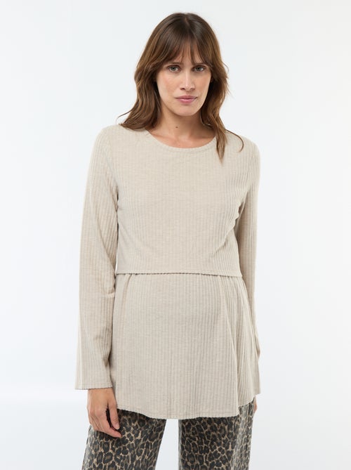 T-shirt d'allaitement côtelé - Kiabi