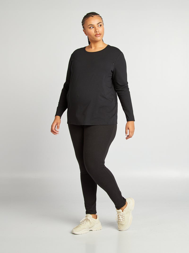 T-shirt d'allaitement en jersey noir - Kiabi