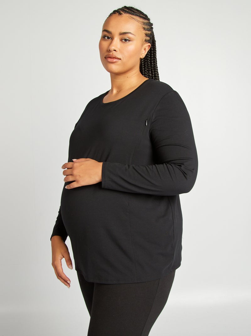 T-shirt d'allaitement en jersey noir - Kiabi