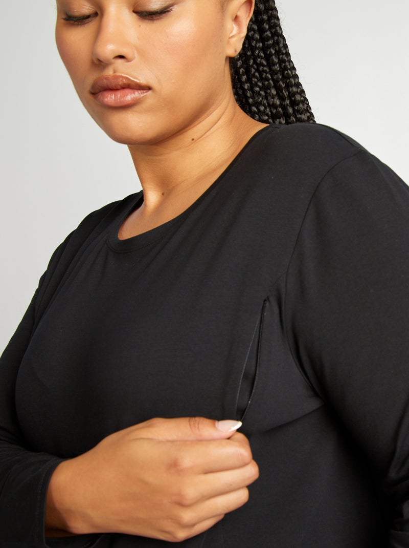 T-shirt d'allaitement en jersey noir - Kiabi