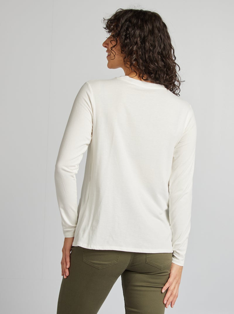 T-shirt d'allaitement manches longues blanc - Kiabi