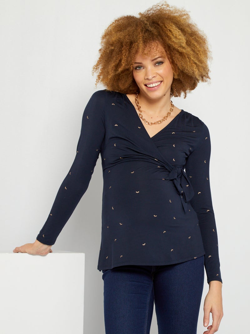 T-shirt d'allaitement marine imprimé - Kiabi