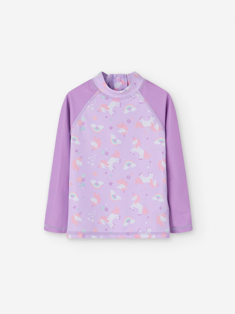 T-shirt de Bain avec Motif Mauve - Kiabi