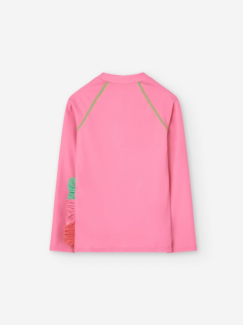 T-shirt de Bain en Lycra avec Volants Rose clair - Kiabi