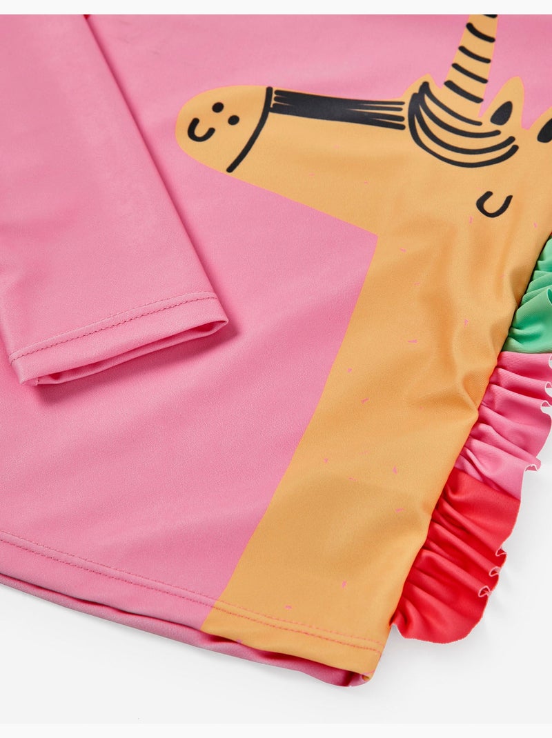 T-shirt de Bain en Lycra avec Volants Rose clair - Kiabi