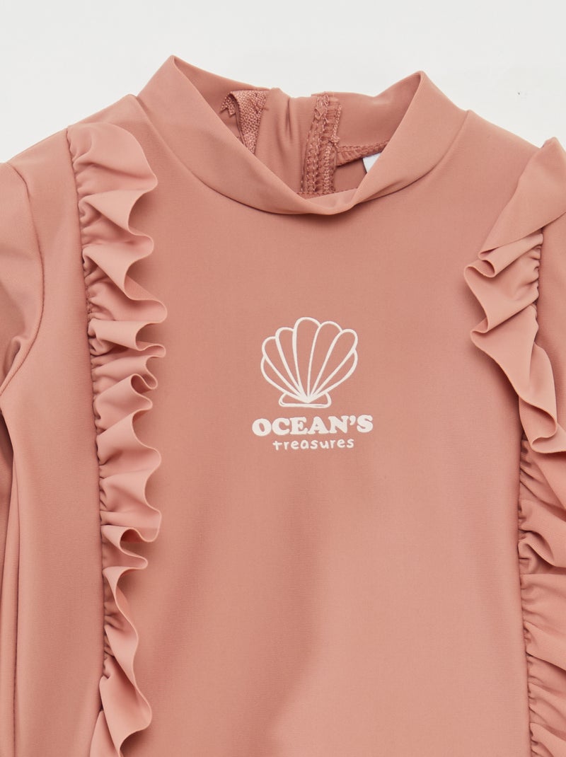 T-shirt de bain volanté à manches longues ROSE - Kiabi