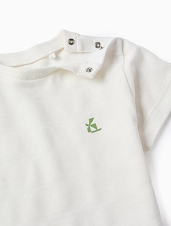 T-shirt de Coton à Rayures Texturées