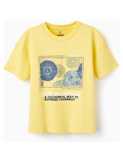 T-shirt de Coton avec Imprimé pour Garçon 'Dot Painting' manches courtes - Kiabi