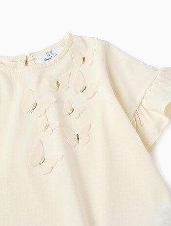 T-shirt de Coton avec Papillons 3D