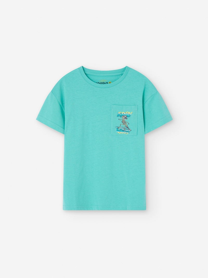 T-shirt de Coton avec Poche Vert clair - Kiabi