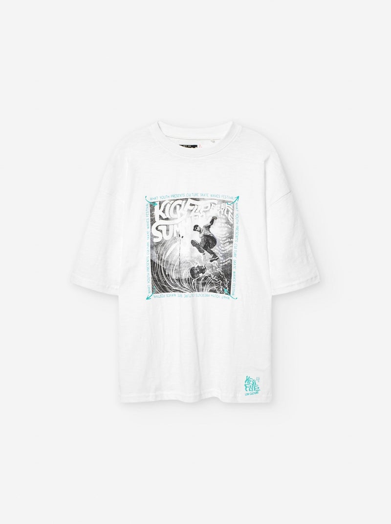 T-shirt de Coton Imprimé Blanc - Kiabi