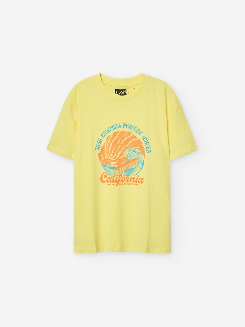 T-shirt de Coton Imprimé Jaune clair - Kiabi