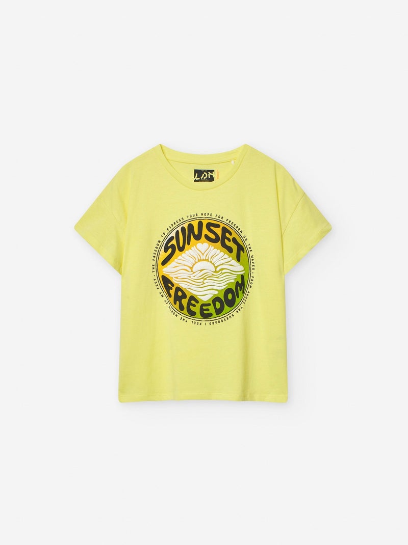 T-shirt de Coton Imprimé Jaune clair - Kiabi