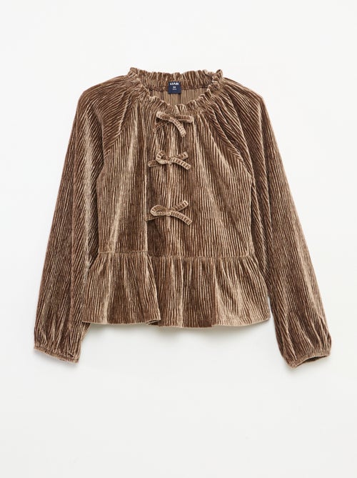 T-shirt de fête texturé avec nœud uni - Kiabi