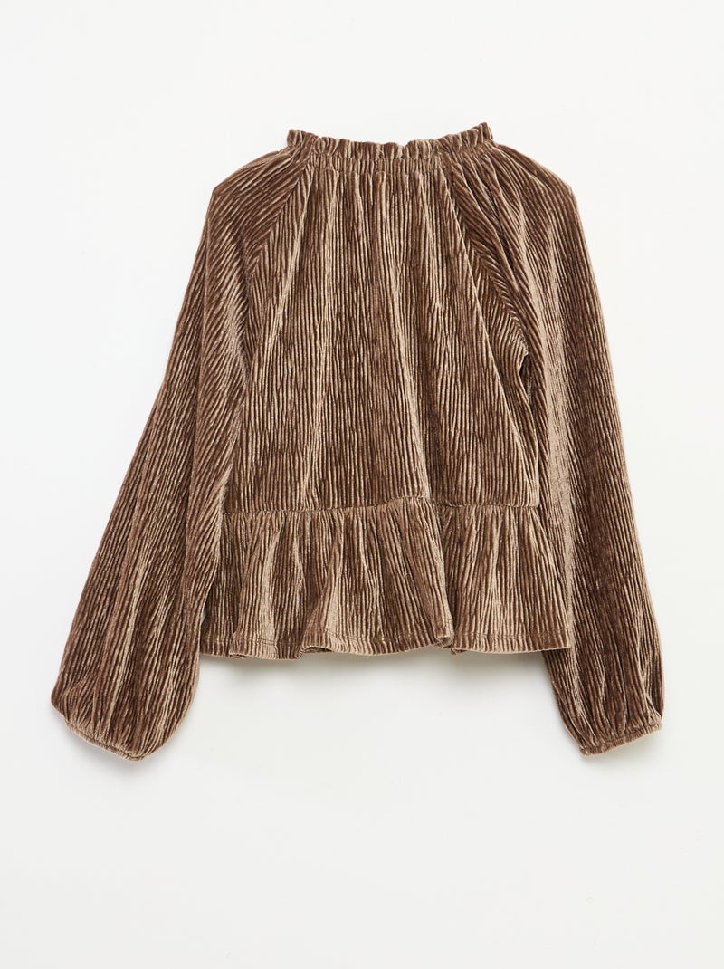 T-shirt de fête texturé avec nœud uni Beige - Kiabi