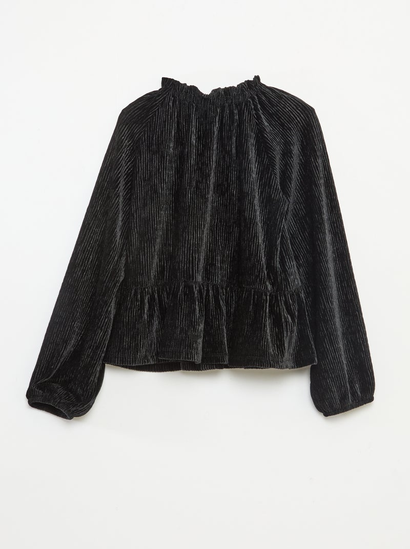 T-shirt de fête texturé avec nœud uni Noir - Kiabi