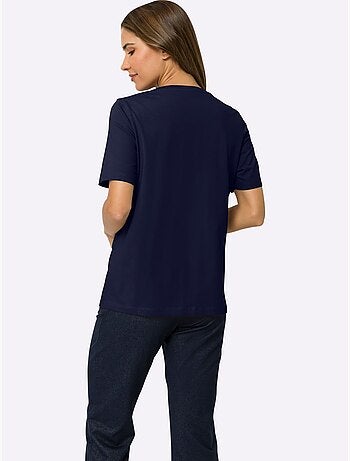 T-shirt de loisirs imprimé feuille brillant - taille standard - moda vilona