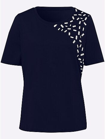 T-shirt de loisirs imprimé feuille brillant - taille standard - moda vilona