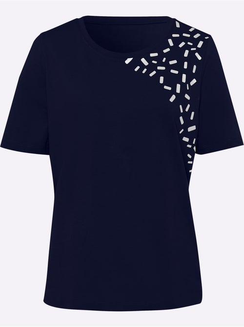 T-shirt de loisirs à encolure ronde avec imprimé brillant - Taille standard - Moda Vilona - Kiabi T-shirt de loisirs à encolure ronde avec imprimé brillant - Taille standard - Moda Vilona - Kiabi