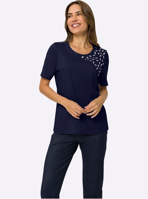 T-shirt de loisirs à encolure ronde avec imprimé brillant - Taille standard - Moda Vilona - Kiabi T-shirt de loisirs à encolure ronde avec imprimé brillant - Taille standard - Moda Vilona - Kiabi