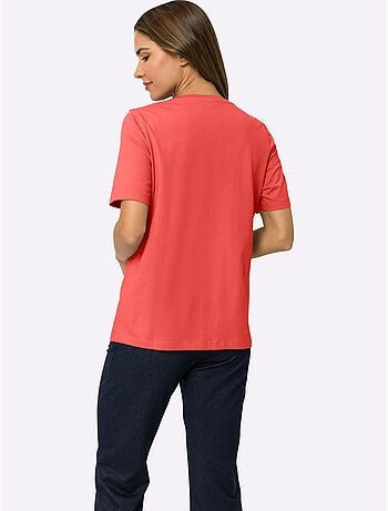 T-shirt De Loisirs Imprimé Feuille Brillant - Taille Standard - Moda Vilona