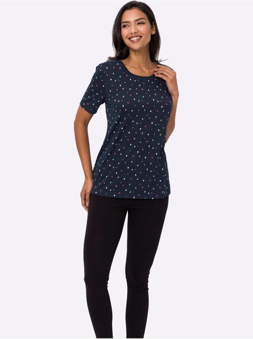 T-shirt de loisirs avec encolure ronde et manches courtes à pois - Taille standard - Moda Vilona - Kiabi T-shirt de loisirs avec encolure ronde et manches courtes à pois - Taille standard - Moda Vilona - Kiabi