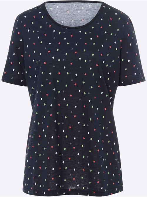 T-shirt de loisirs avec encolure ronde et manches courtes à pois - Taille standard - Moda Vilona - Kiabi T-shirt de loisirs avec encolure ronde et manches courtes à pois - Taille standard - Moda Vilona - Kiabi