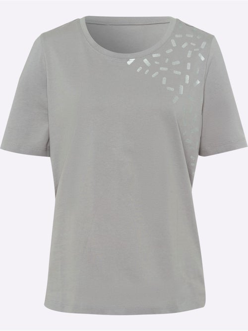 T-shirt De Loisirs Imprimé Feuille Brillant - Taille Standard - Moda Vilona - Kiabi T-shirt De Loisirs Imprimé Feuille Brillant - Taille Standard - Moda Vilona - Kiabi