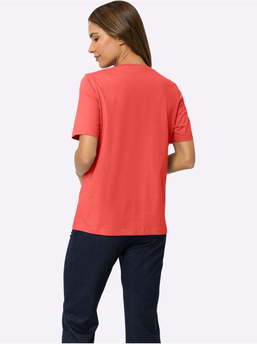 T-shirt De Loisirs Imprimé Feuille Brillant - Taille Standard - Moda Vilona - Kiabi