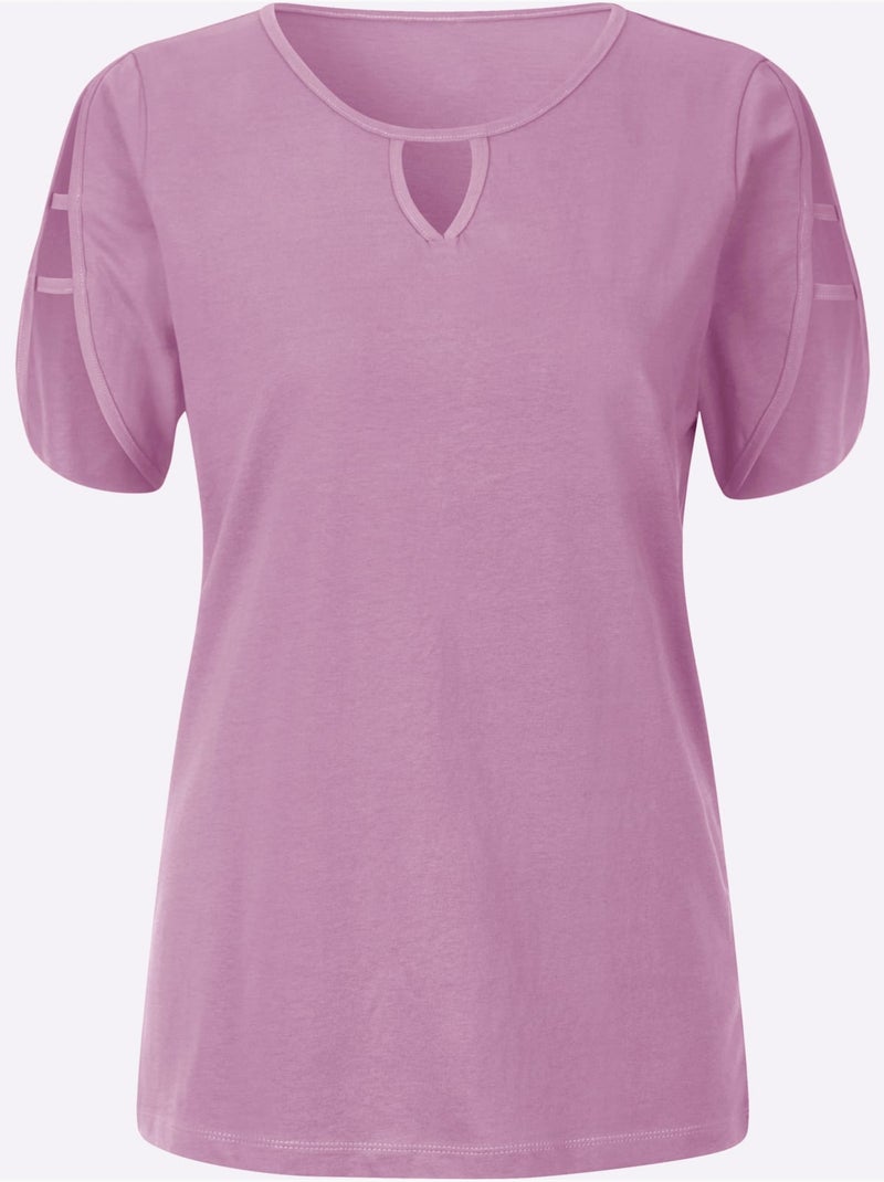 T-shirt De Loisirs Manches Aux Finitions Soignées - Taille Standard - Moda Vilona Rose - Kiabi