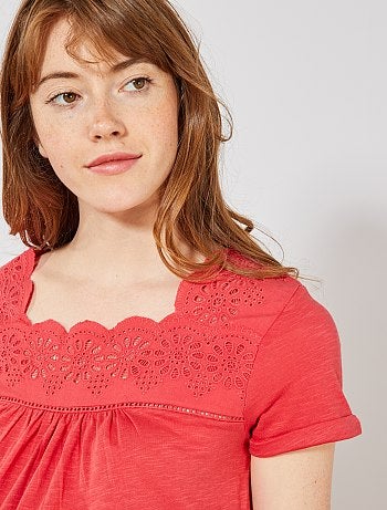 T-shirt de maternité à broderie anglaise - Kiabi